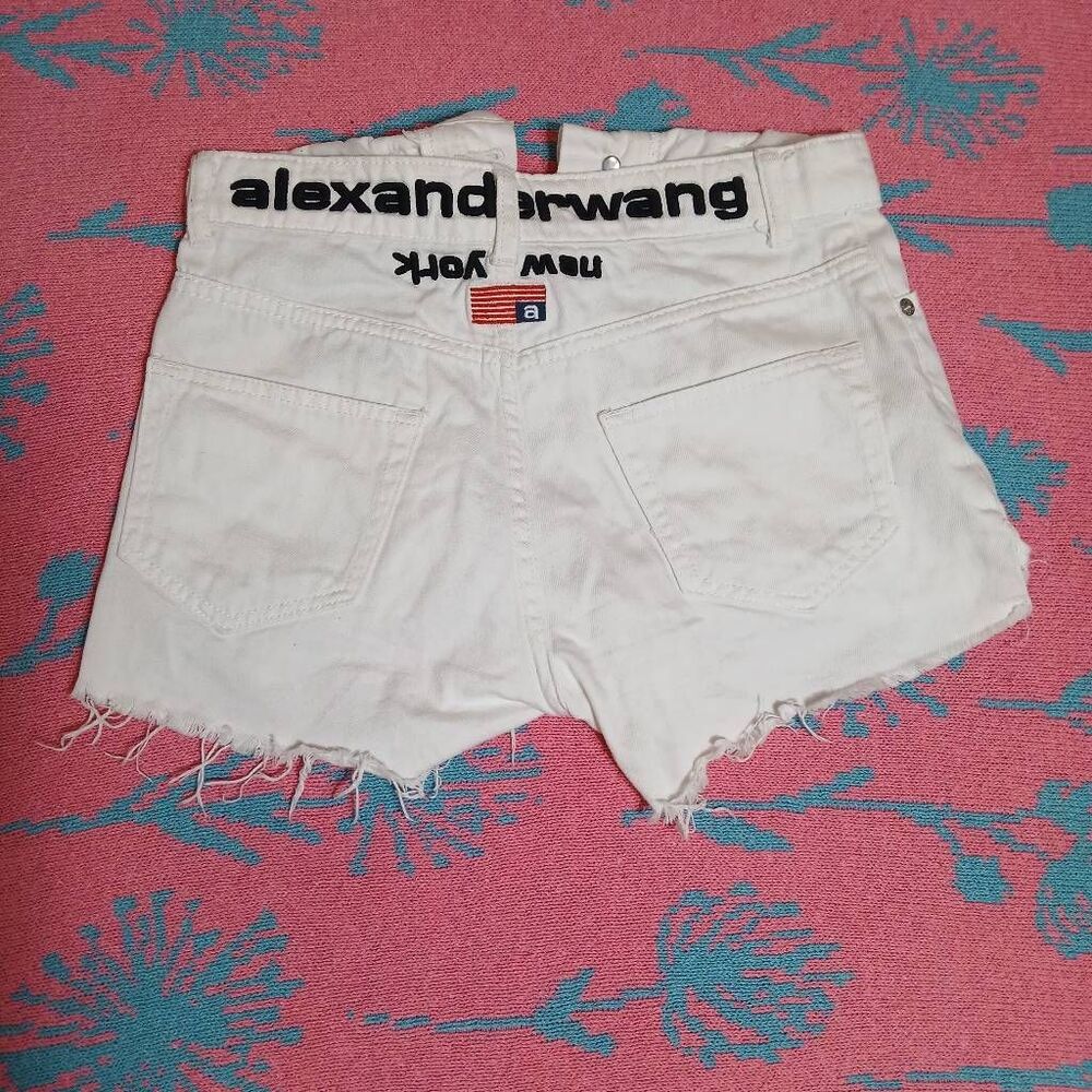 Alexander wang womens size 25 hi waist bite cut jeans shorts white frayed - Picture 1 of 8